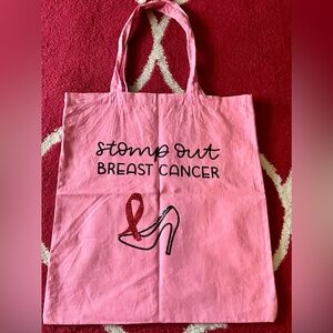 NWOT - PINK BREAST CANCER AWARENESS "STOMP OUT BREAST CANCER" TOTE (15" x 16")